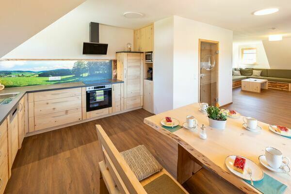 K�che der Ferienwohnung Baumkrone***** auf dem Oberh�fenhof im Schwarzwald